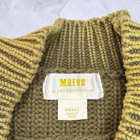Anthropologie Maeve Mackenzie Chunky Ribbed Moss Green Size S Sweater in EUC - Picture 3 of 10
